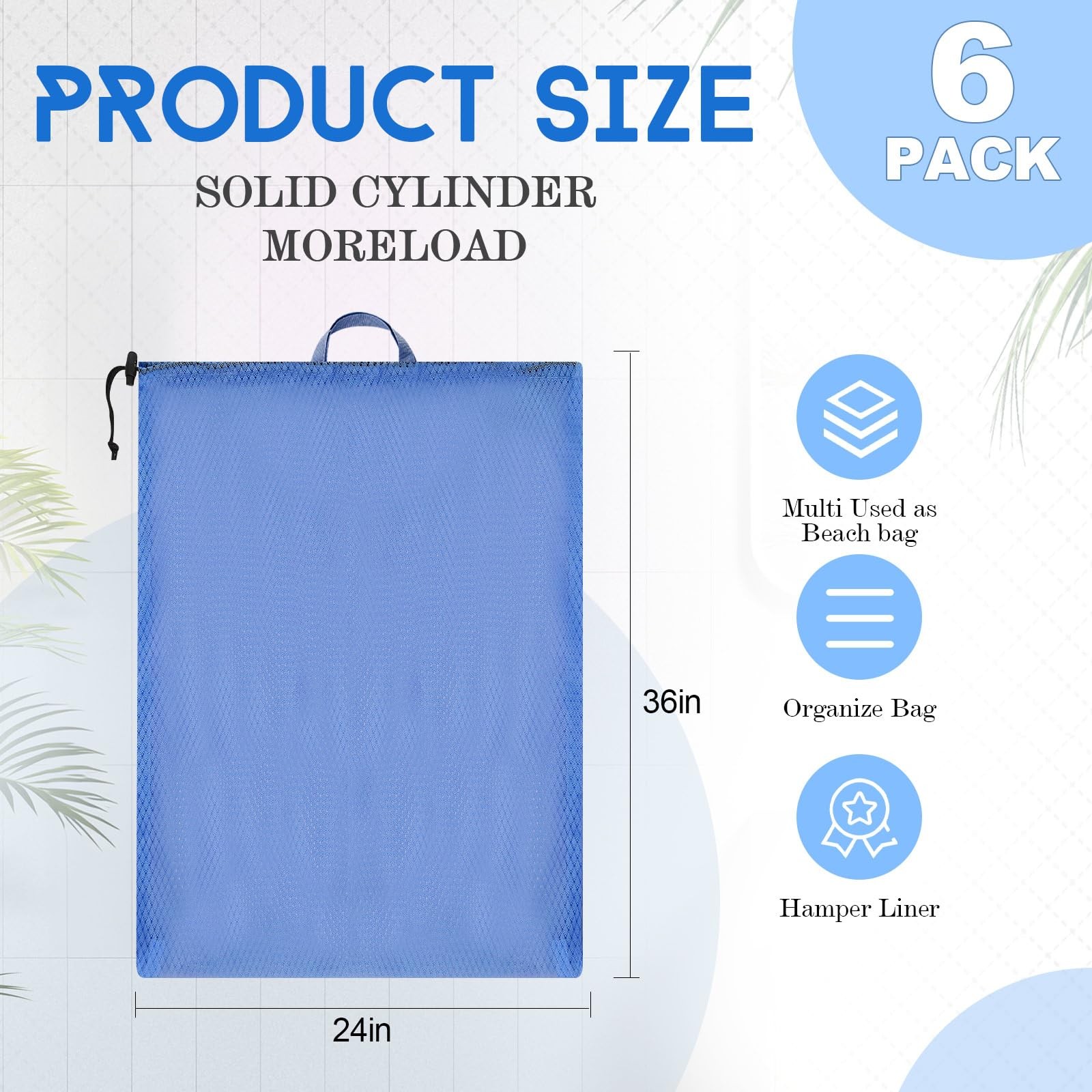 6 Pack 24 x 36 Inches Colorful Large Mesh Laundry Bag with Handles Soft Machi... gallery