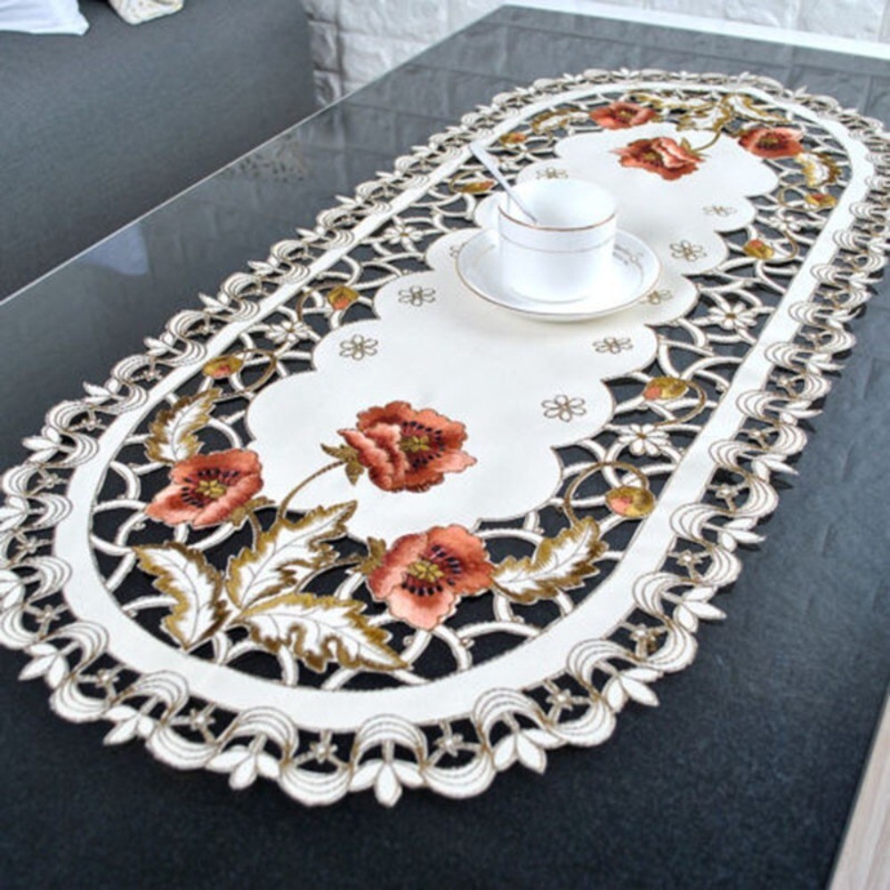 1 X Table Cloth Cover Home Tablecloth Oval Rectangle Plastic Lace Pattern Supply gallery