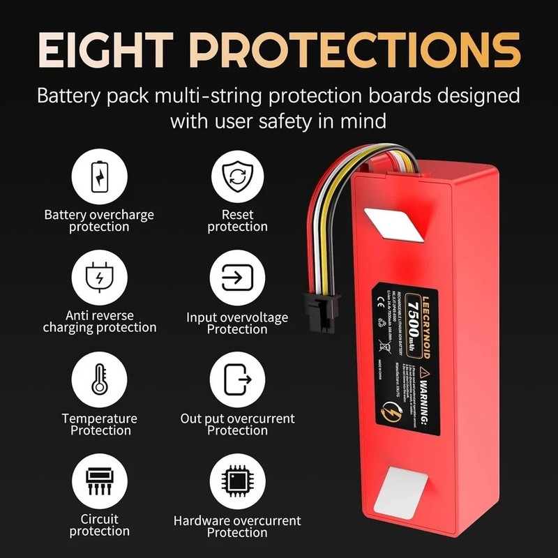 Upgraded 7500mAh 14.4V Replacement Battery for Roborock S4 S5 S6 S7 Q7 Max S50 gallery