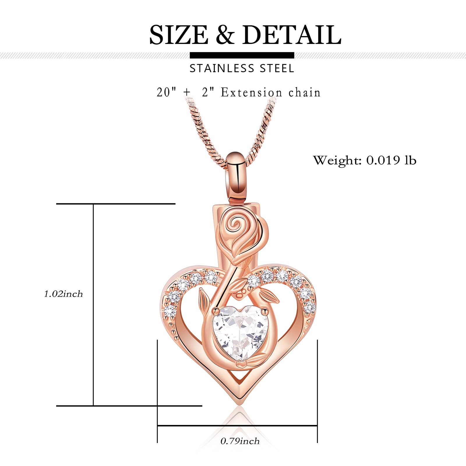 Yinplsmemory Infinity Heart Urn Ashes Necklace for Women Girl Rose gold-clear gallery
