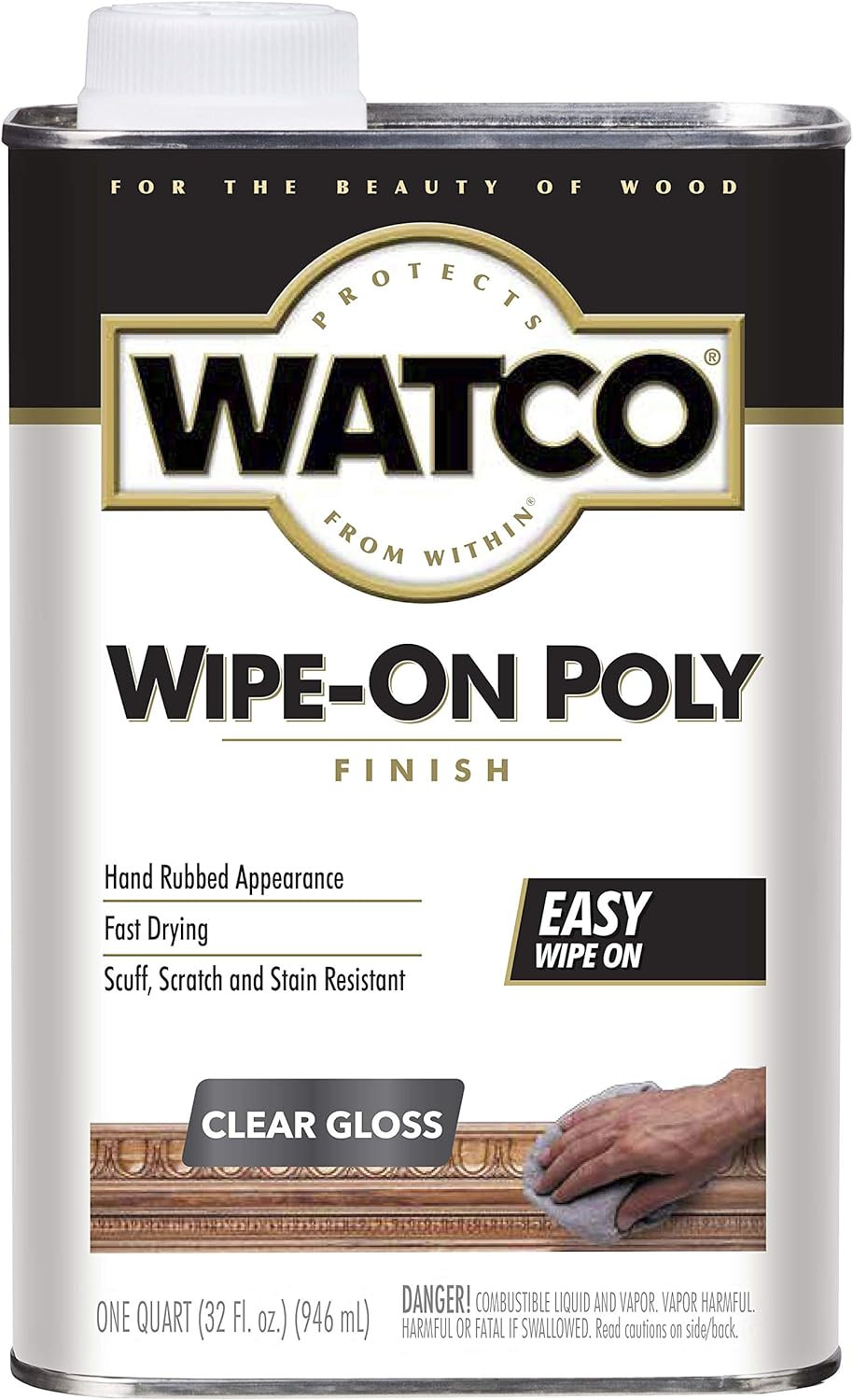 Watco 68041 Wipe-On Polyurethane Finish, Quart, Clear Gloss gallery