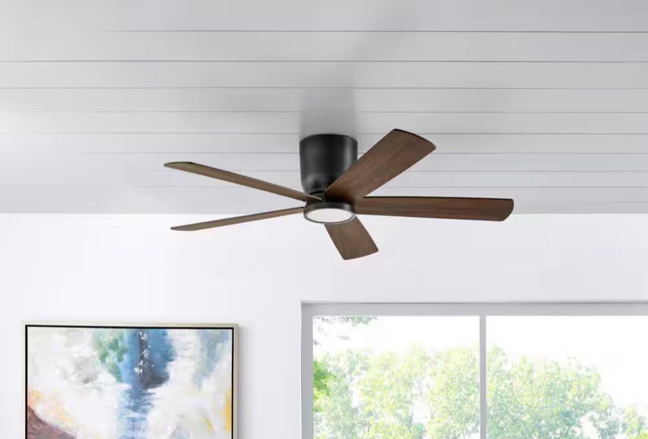 Home Decorators Britton 52 in. LED Indoor Matte Black Ceiling Fan Sealed gallery