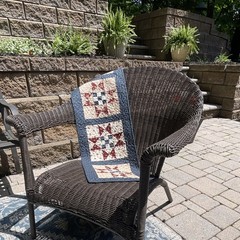 Handmade quilted table runner. Summer, patriotic themed.