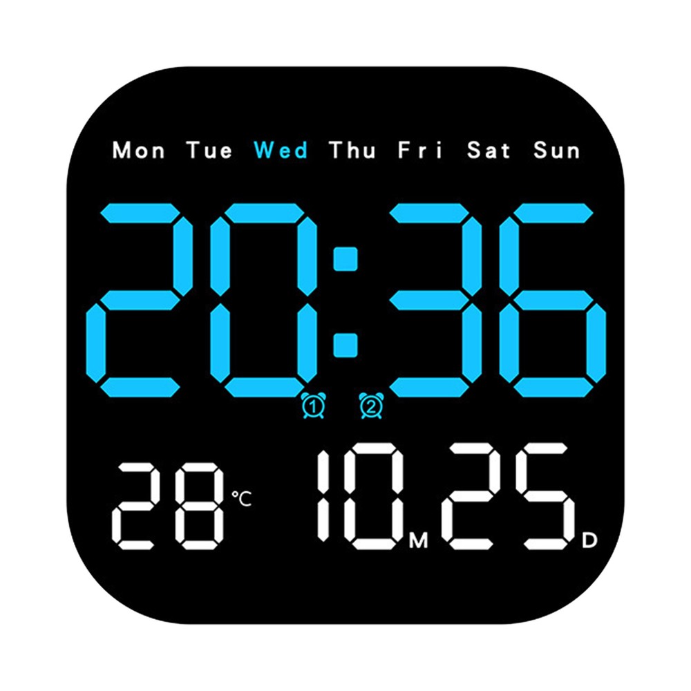 LED Large Digital Wall Clock Remote Control Temperature Date Week Display Set US