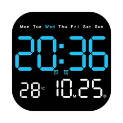 LED Large Digital Wall Clock Temperature Date Week + US Charger / Remote Control