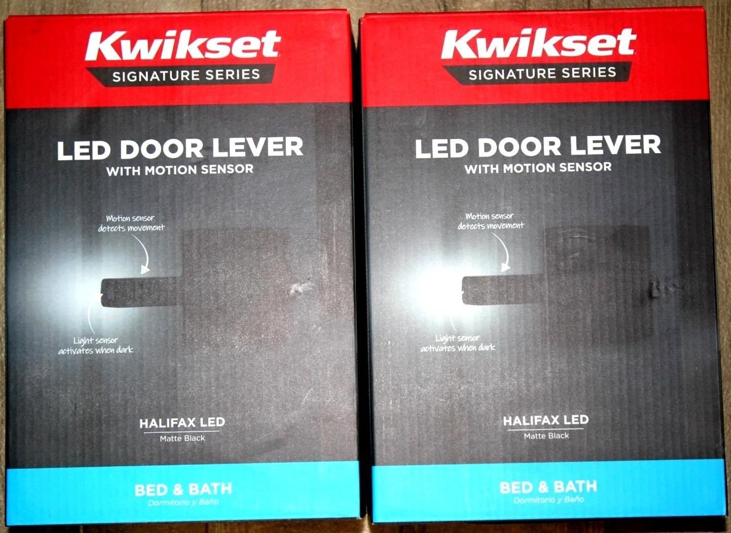 2-Pack Kwikset Signature Series Halifax LED Motion Activated Matte Black Interio gallery