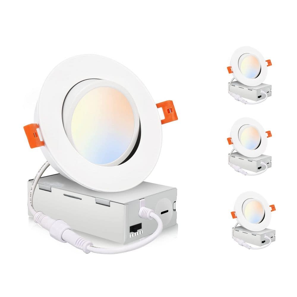 4 in. LED Swivel Gimbal Recessed Lights, IC Rated, CRI90 White [4-Pack] gallery