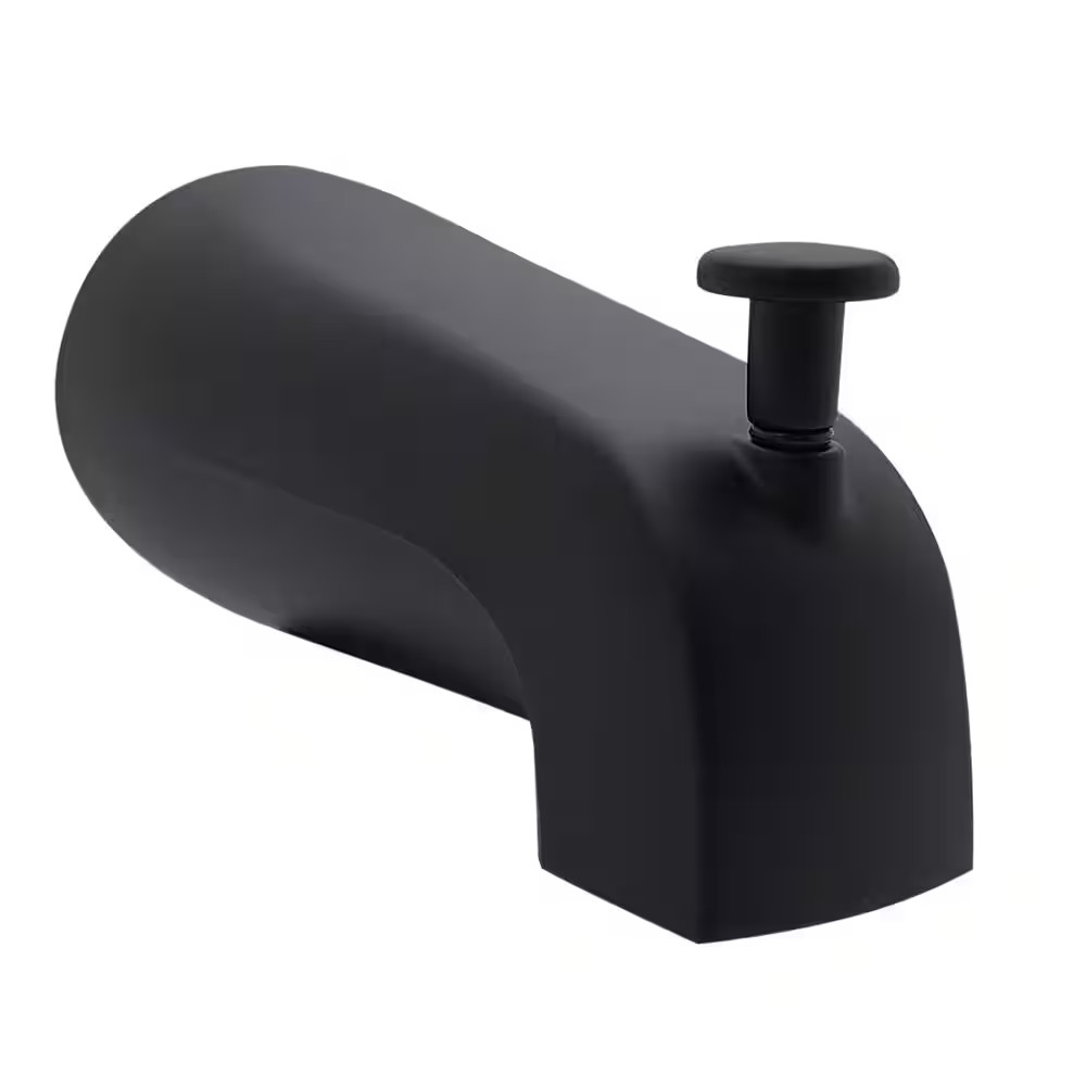 5-1/4 In. Standard Reach Wall Mount Tub Spout with Front Diverter, Matte Black gallery