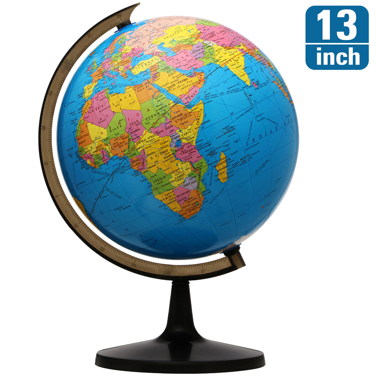13'' World Globe Earth Ocean Rotating World Map Geography w/ Stand Desktop Large gallery