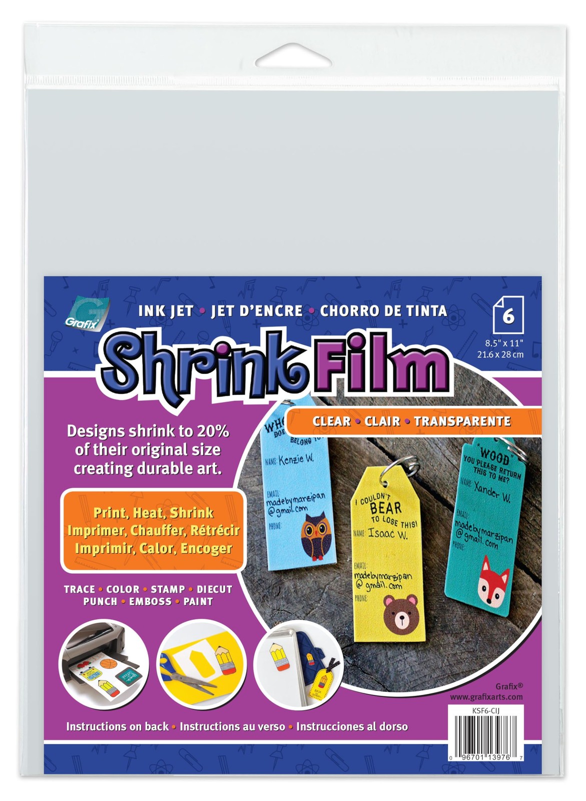 Grafix Ink-Jet Printable Clear Transparent Shrink Film - 8.5X11 Print Cut And gallery