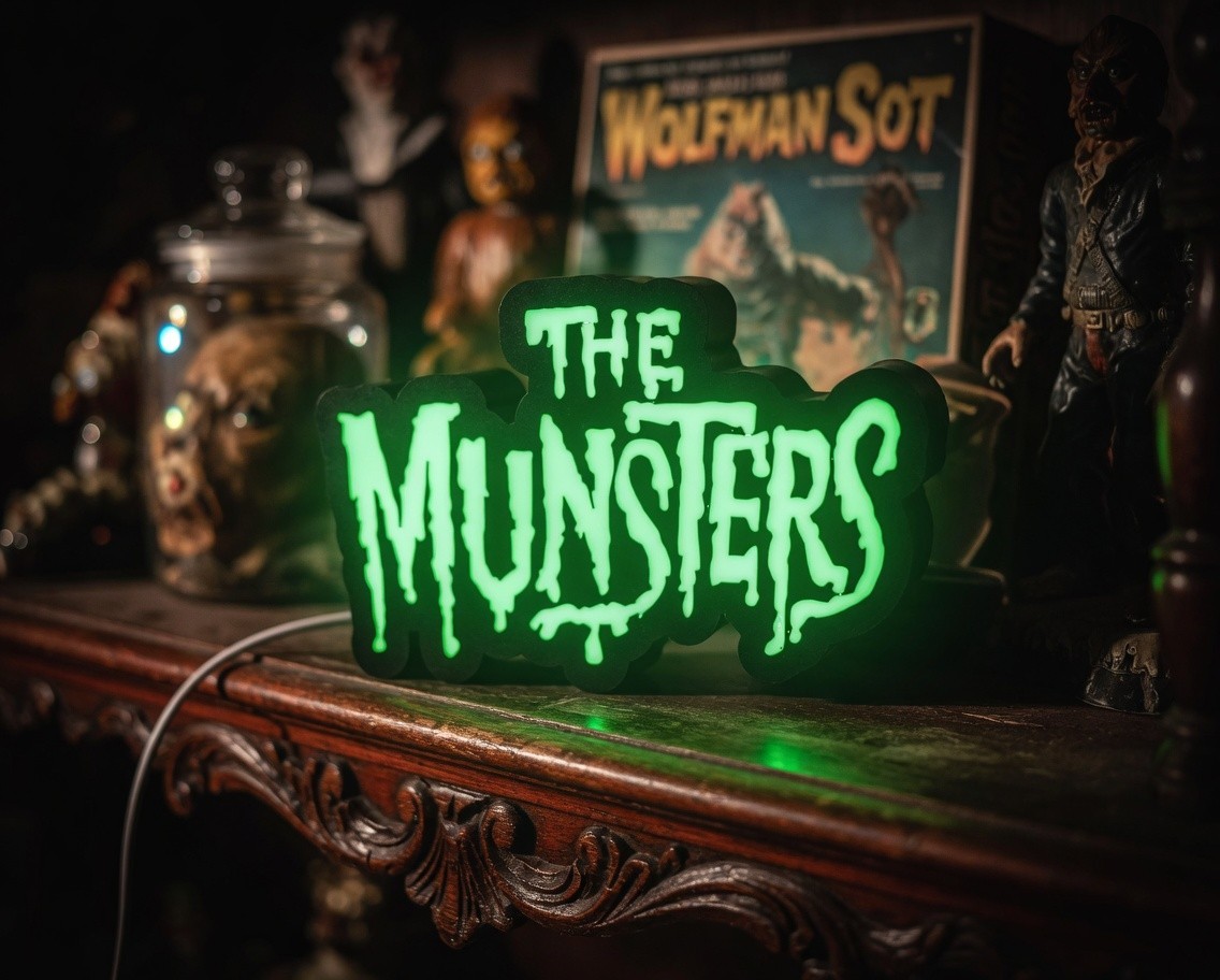 The Munsters LED Light-Up Sign 3D Printed Glow 60s TV Horror Nostalgia gallery