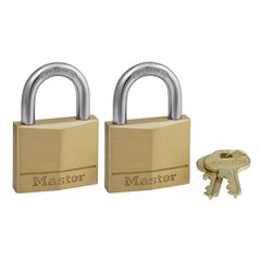 Solid-Brass Keyed Padlocks, 2-Pack, 1-9/16 In. – 140T