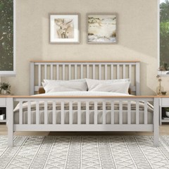 Full/Queen/King Size Solid Wood Platform Bed Frames with Headboard and Footboard