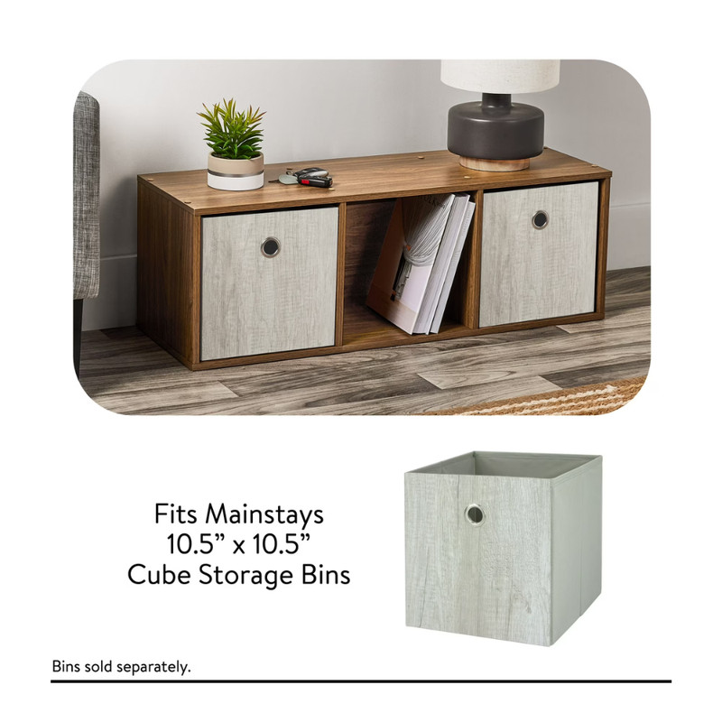 Mainstays 3-Cube Storage Organizer, 11 in Shelves, Bookcase, Warm Walnut Finish gallery