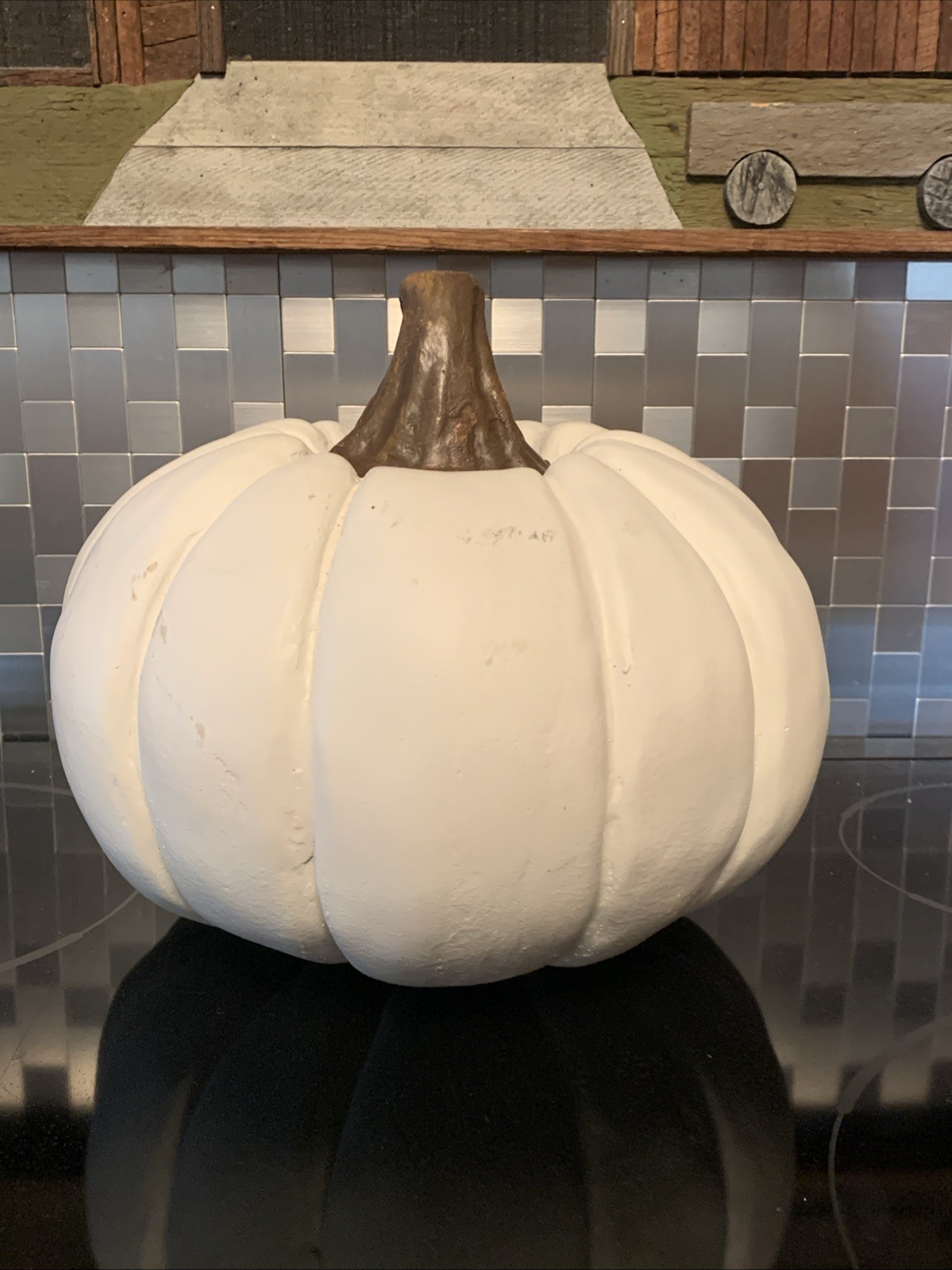 Pumpkin 4.5 Pounds Ivory Ceramic Fall Thanksgiving Halloween Home Decor 10x11 gallery