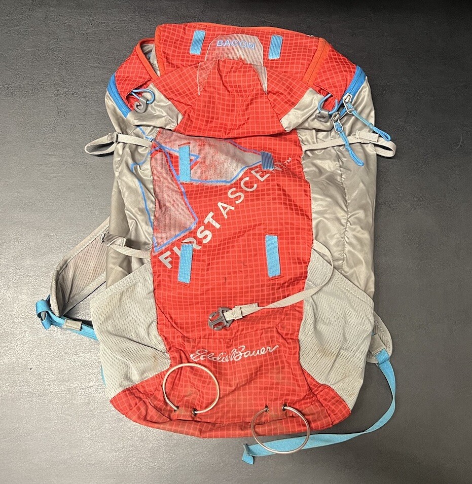 First Ascent Bacon 2.0 Summit Backpack Day Pack Eddie Bauer Red Gray Pre Owned
