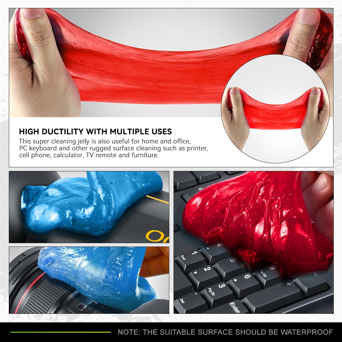 DNA Motoring 2 x Universal Car Keyboard Dust Sticky Cleaning Gel Jelly Blue+Red gallery