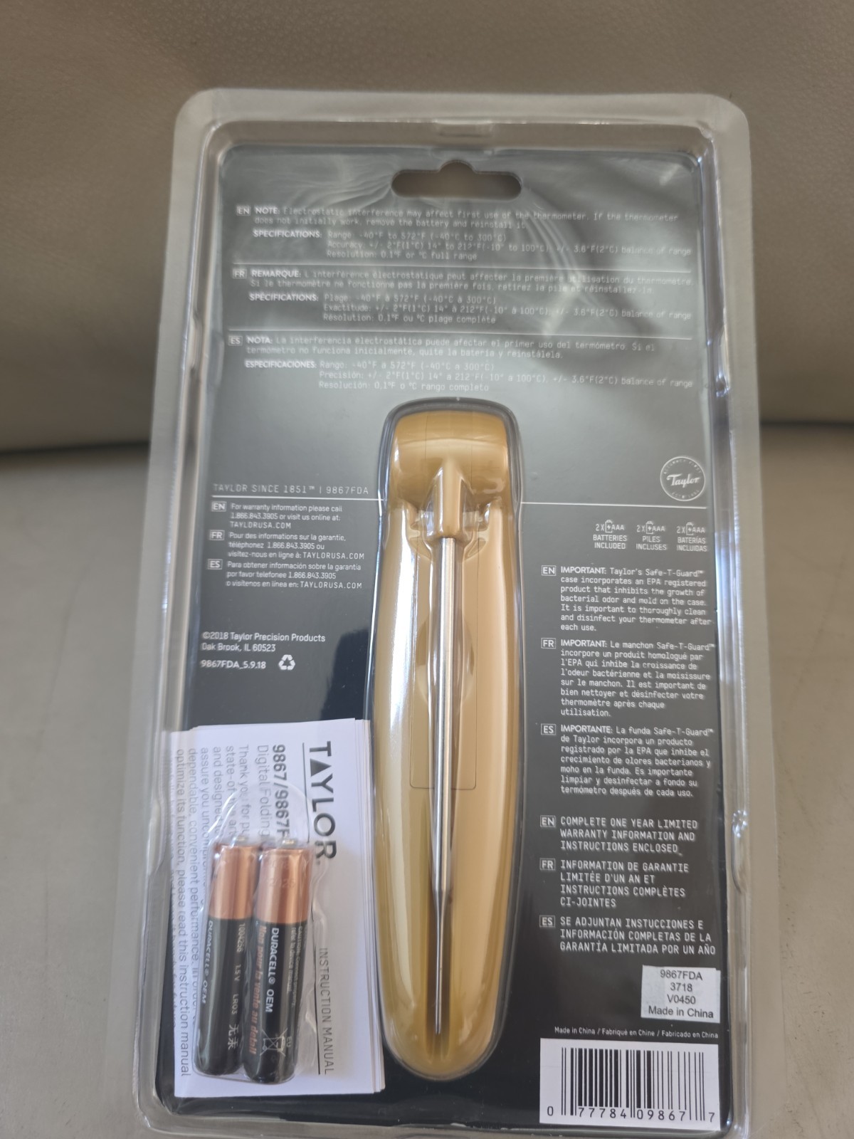 TAYLOR 9867FDA Folding Probe Thermometer gallery
