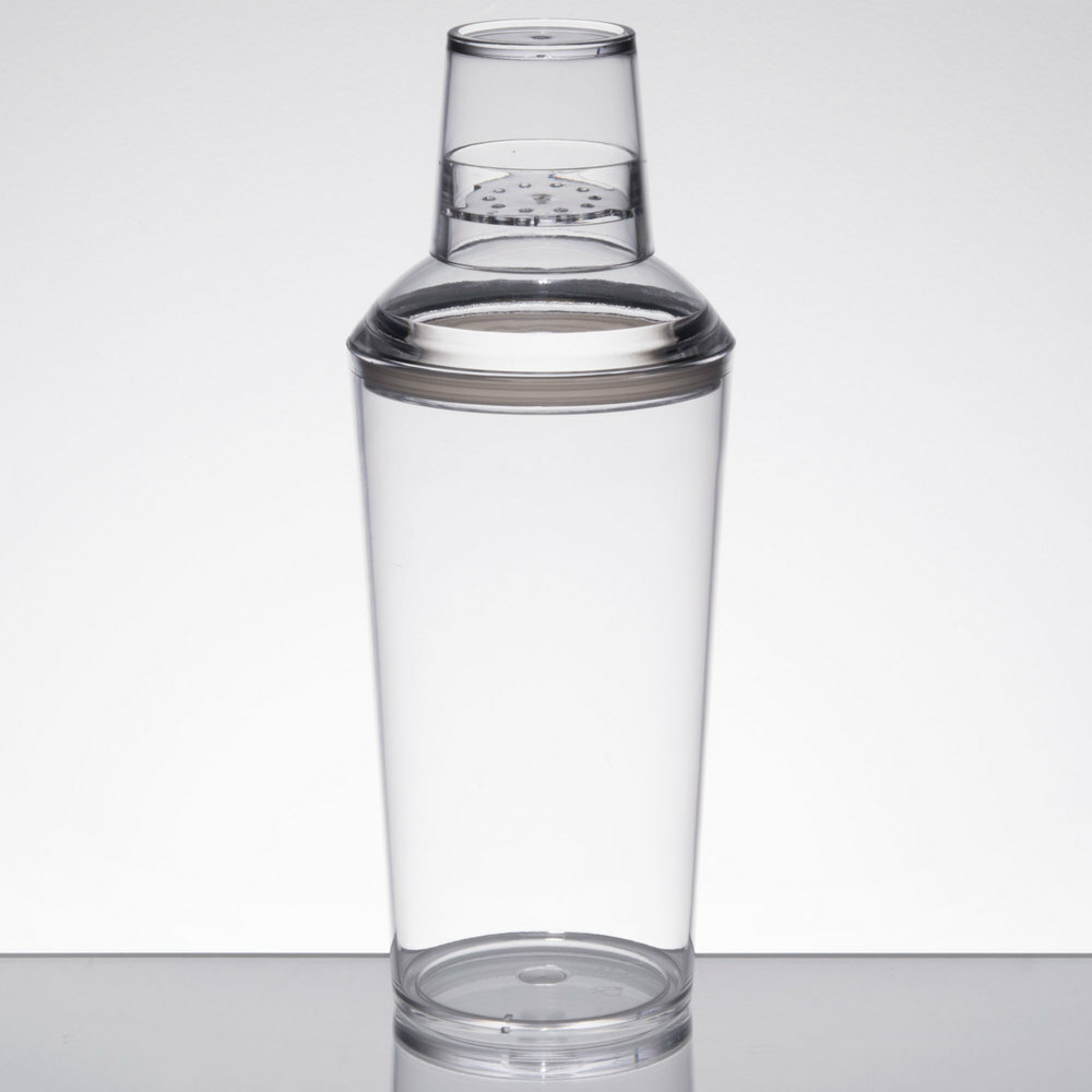 Tablecraft 27 oz. Clear Plastic 3-Piece Cobbler Cocktail Shaker gallery
