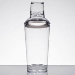 Tablecraft 27 oz. Clear Plastic 3-Piece Cobbler Cocktail Shaker