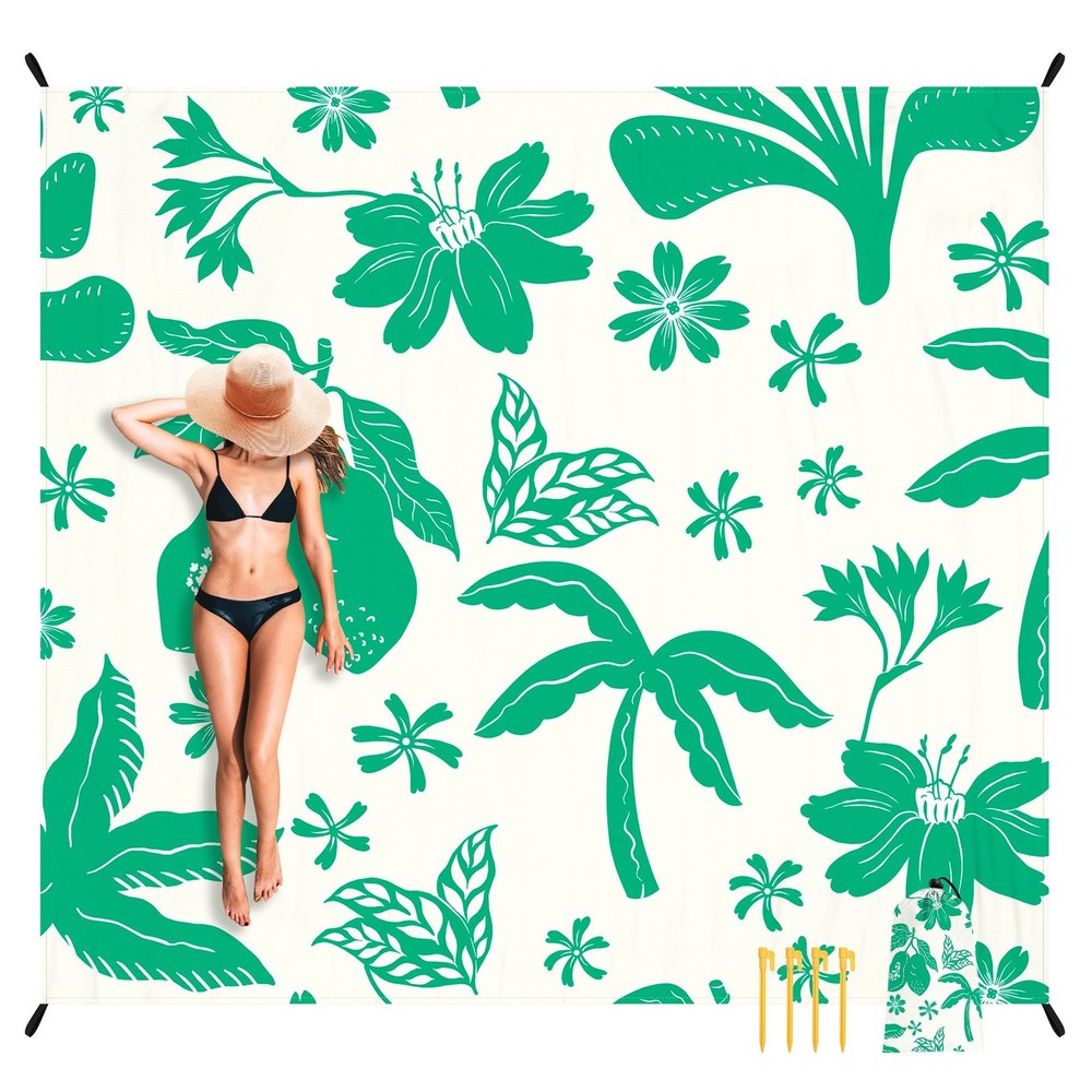 Beach Blanket Waterproof Sandproof, 9 Ft X 10 Ft Extra Large Sand Free Beach ...