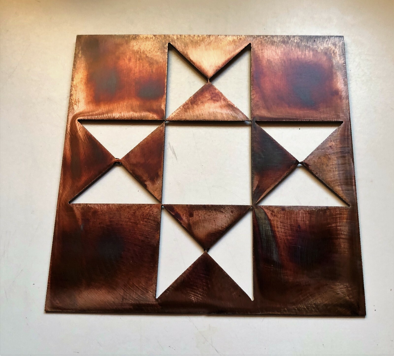 Ohio Star Quilt Square - Metal Wall Art - Copper 9" x 9" gallery