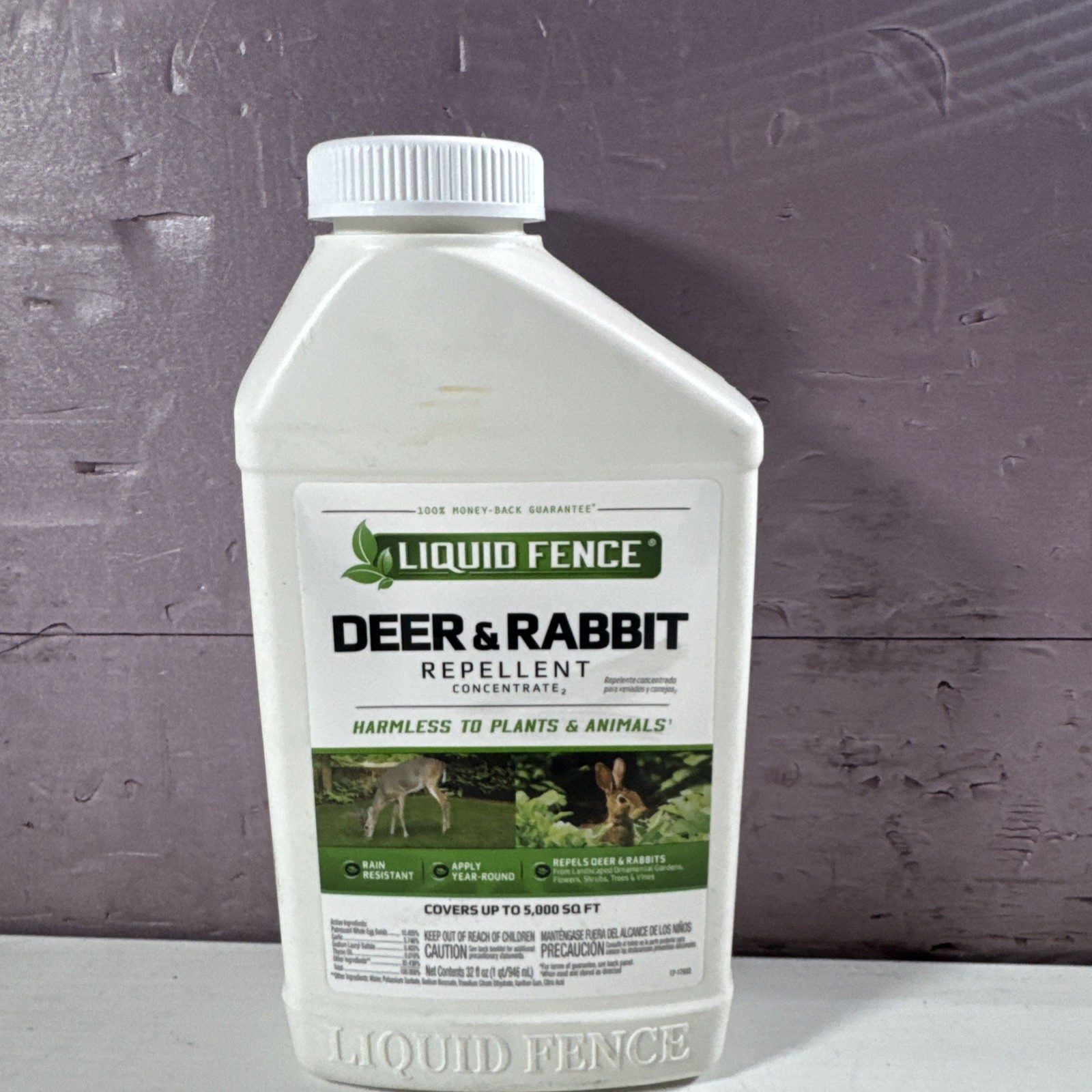 New Liquid Fence Deer & Rabbit Repellent Concentrate, 32 Ounce Cover 5000 Sq FT gallery