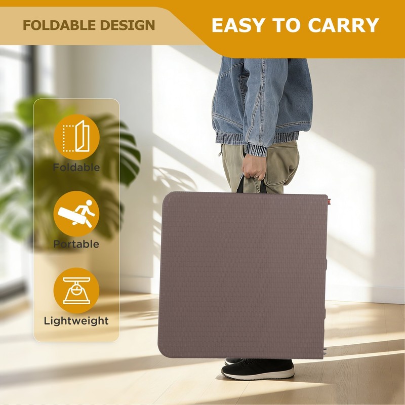 4FT Folding Table Half Portable Foldable Table Picnic Table for Office Home gallery