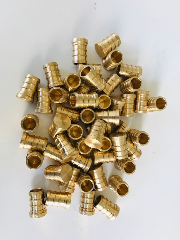 EFIELD 100 PCS 1/2" PEX PLUG (END CAP) BARB CRIMP BRASS FITTINGS, LEAD FREE