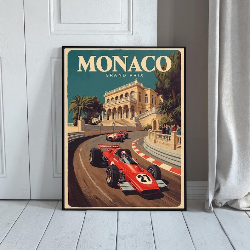 Vintage Monaco Grand Prix Poster, Classic Formula 1 Racing Poster No Frame gallery