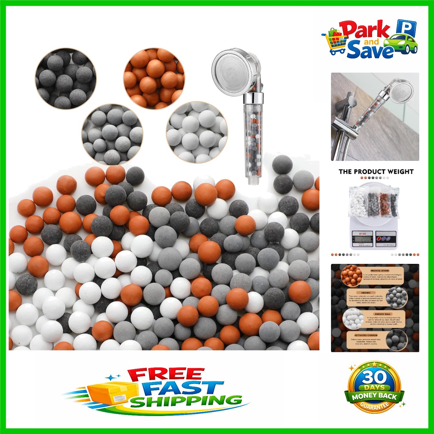 200g Essential Anion Shower Beads - Natural Water Purification for Skin Wellness gallery
