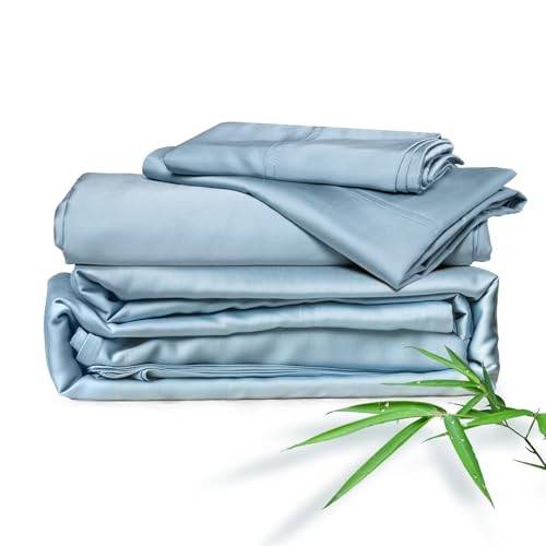 Home Sheets Bed Sheet Set, 100% Rayon derived from Bamboo, Twin Light Blue gallery