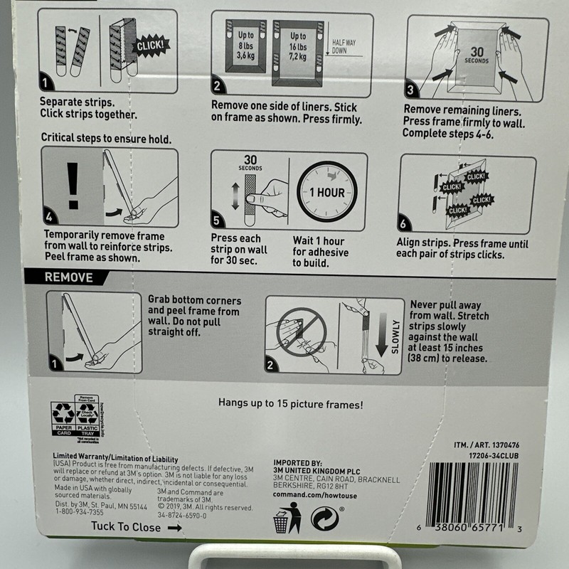 3M Command Picture Hanging Strips Large, 34 Pairs, 68 Strips, Hold 16 lbs Indoor gallery