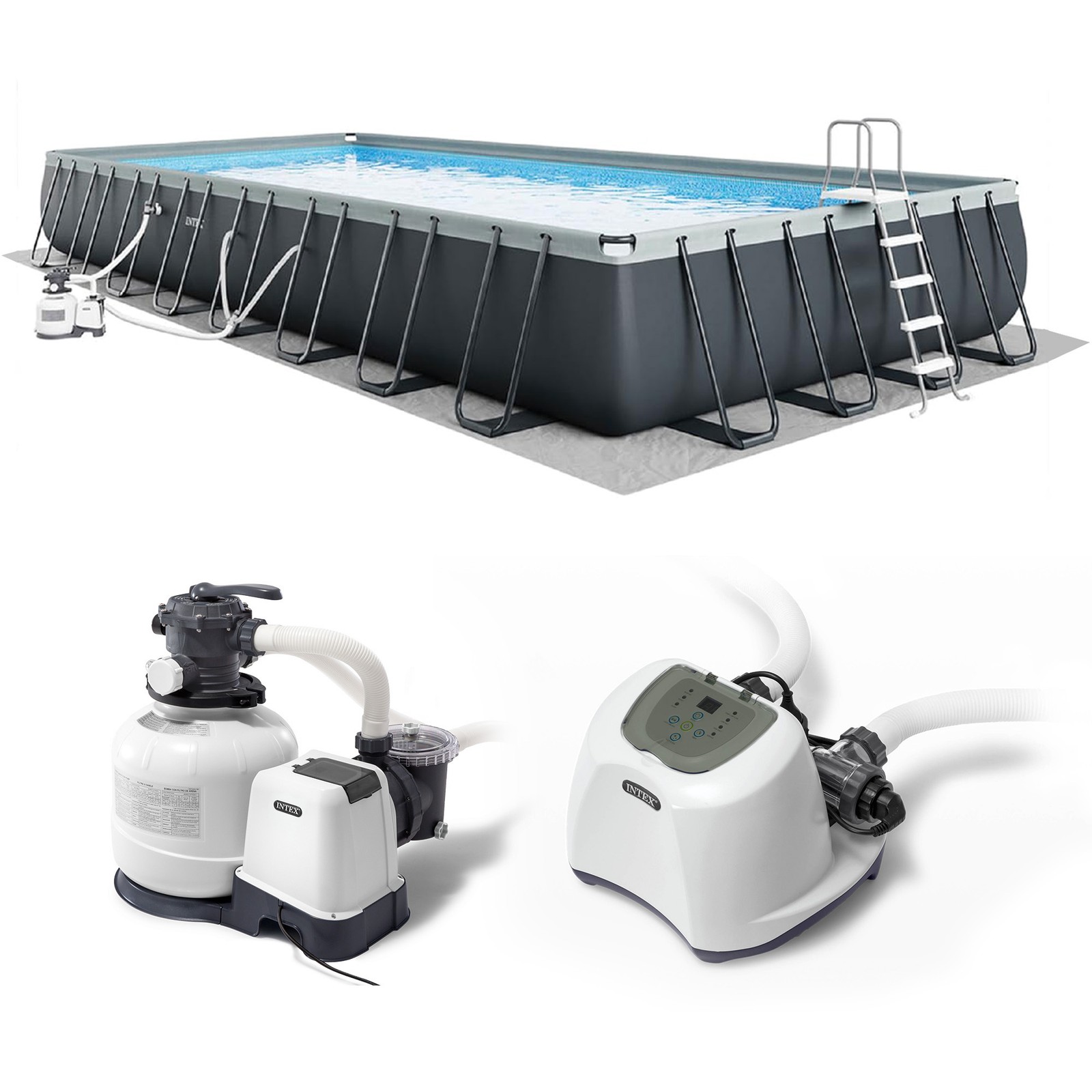 INTEX Ultra XTR Frame Rectangular Pool Set with Krystal Clear Saltwater System gallery