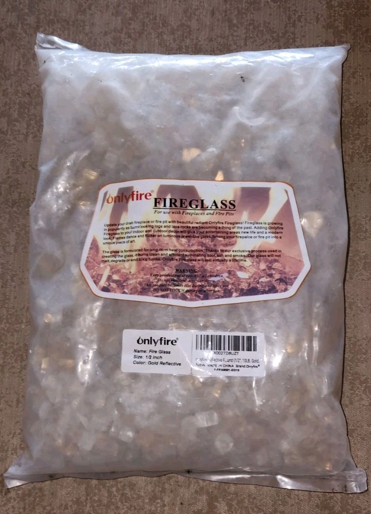 10 Pounds OnlyFire Fire Glass 1/2 Inch Gold Reflective Fire Pit Table Propane gallery