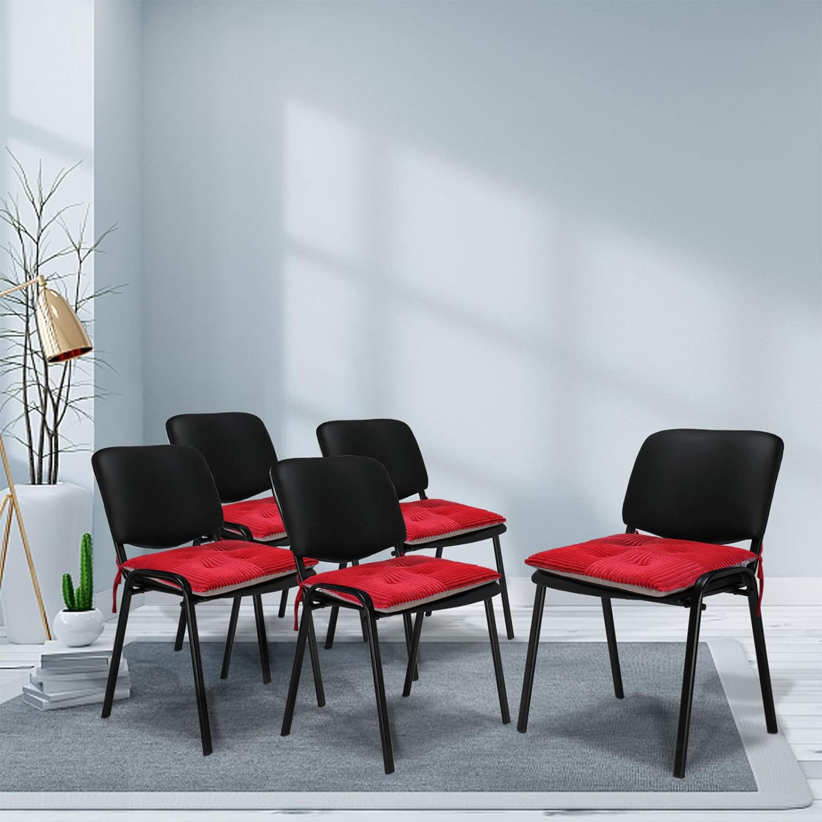 Office Stacking Chair Cushion with Ties, Corduroy High Density Foam Non-Slip ... gallery