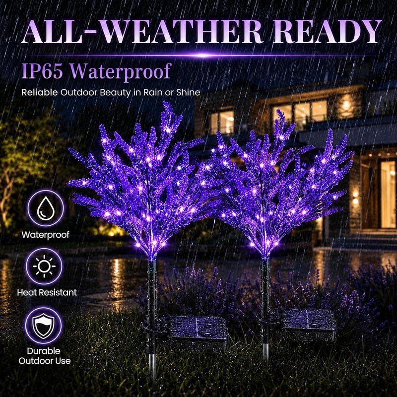 6-Pack Waterproof Lavender Solar LED Flower Lights for Outdoor Garden Yard Patio gallery