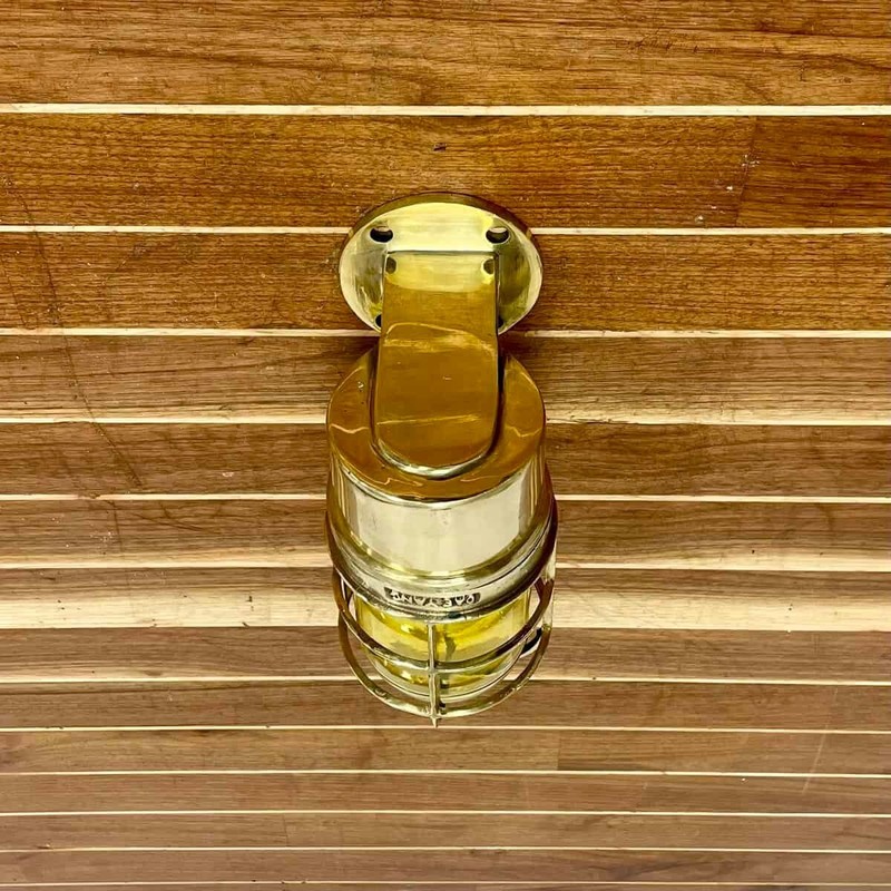 Yellow Globe Solid Brass Dock Light Nautical Wall Fixture gallery