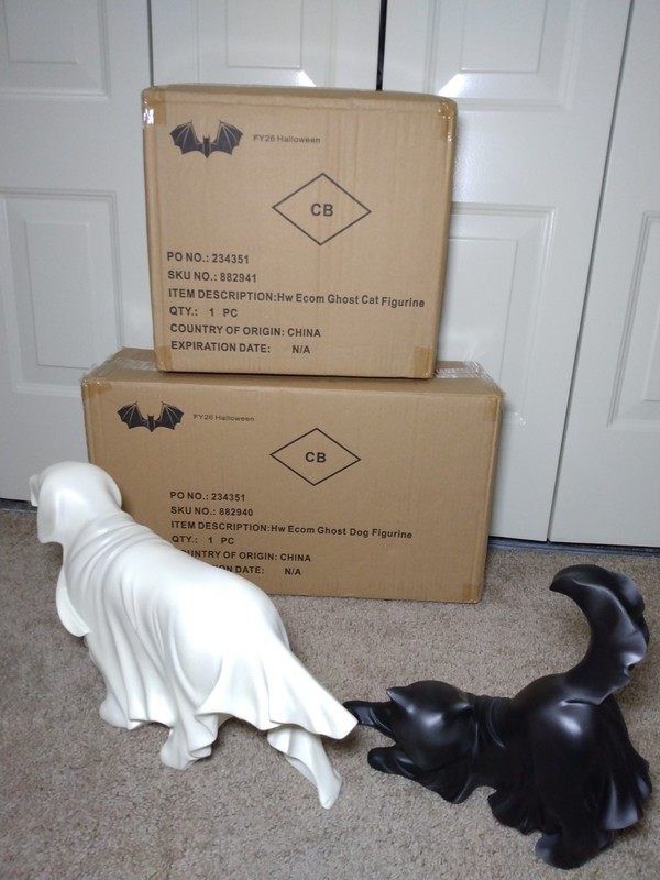 Cracker Barrel Halloween 12″ Ghost Cat AND 18″ Ghost Dog FIGURINE BUNDLE IN-HAND gallery
