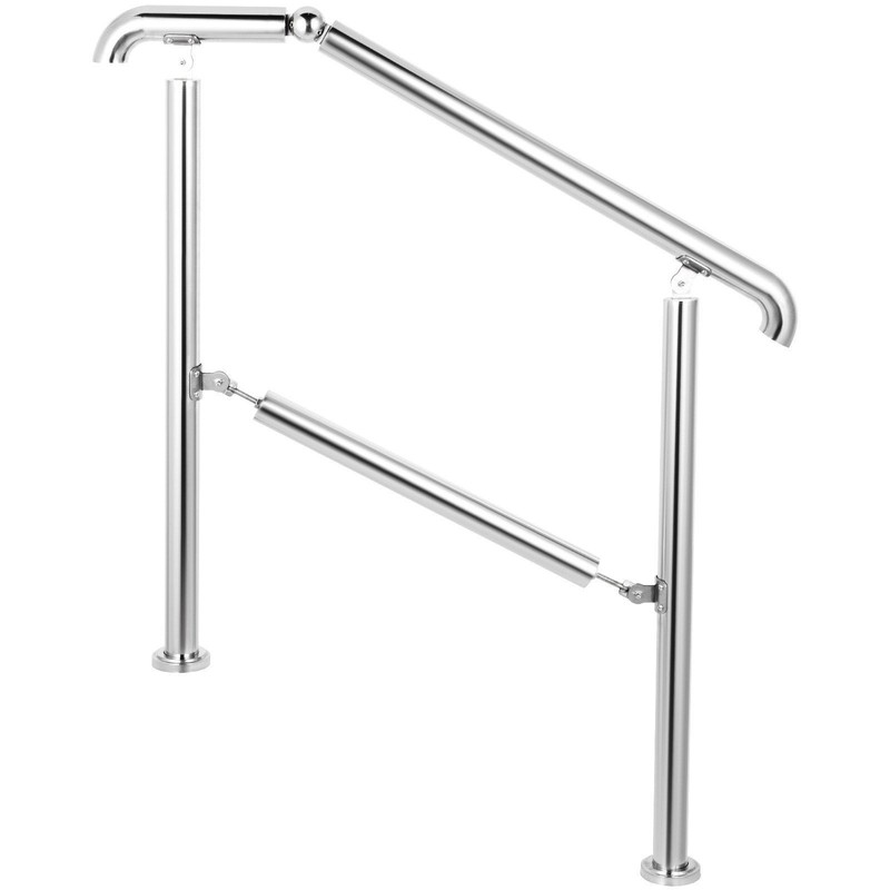 Rustproof 2-3 Steps 441lb Adjustable Handrail Silver gallery