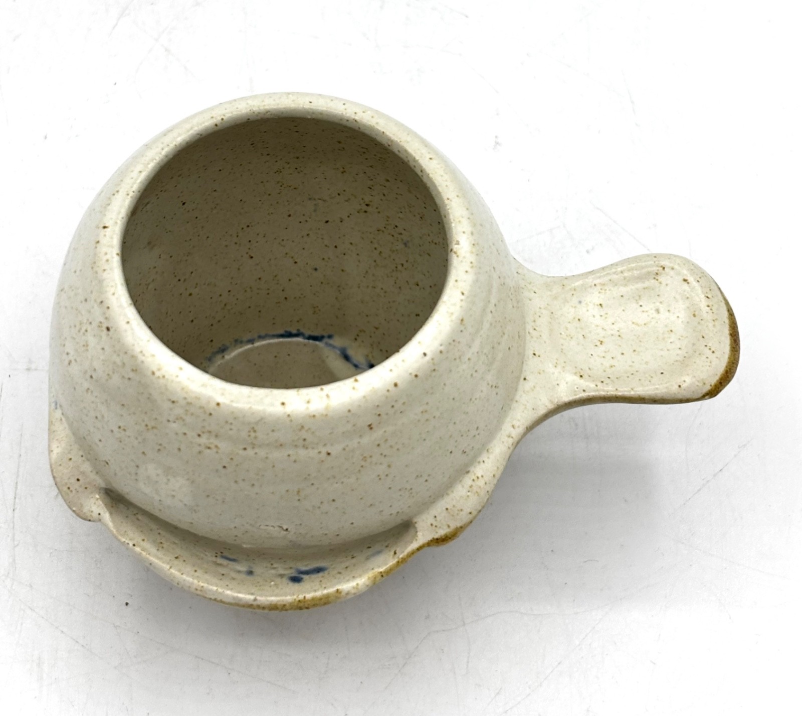 Handcrafted Studio Pottery Egg Separator Kitchen Tool Ash Glaze Signed gallery