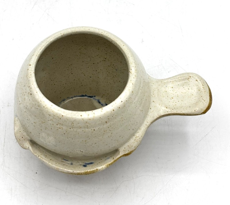 Handcrafted Studio Pottery Egg Separator Kitchen Tool Ash Glaze Signed gallery