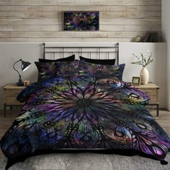 Mandala Flowers Pattern Comforter Set BlessLiving Colored Bedding Set King Black