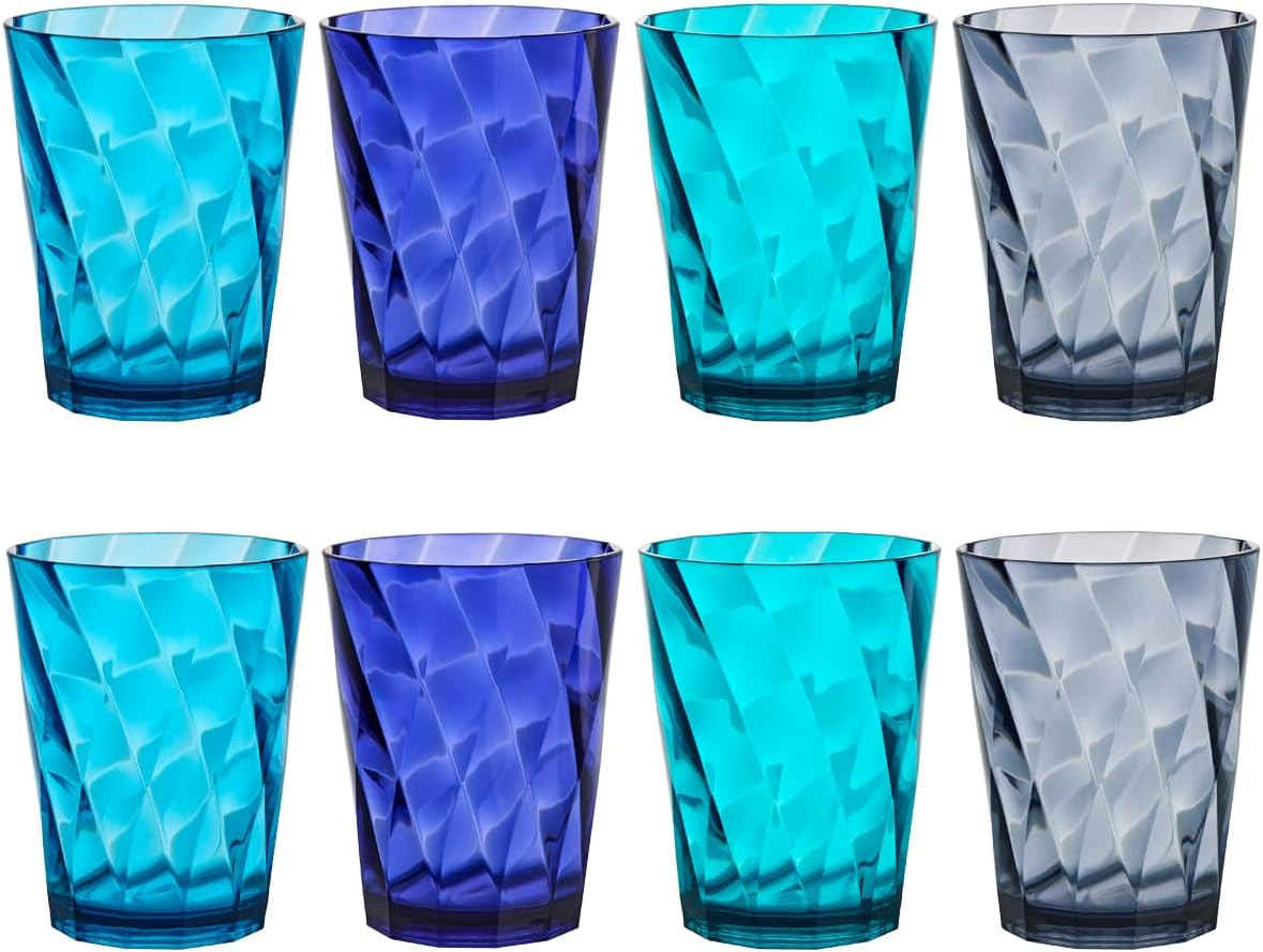Optix Plastic Reusable Drinking Glasses (Set of 8) 14Oz Rocks Cups in Coastal Co gallery