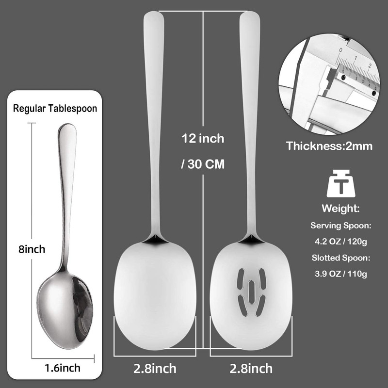 Extra Large Serving Spoons Set, 12 Inch Slotted Spoon and Serving Spoon, Premium gallery