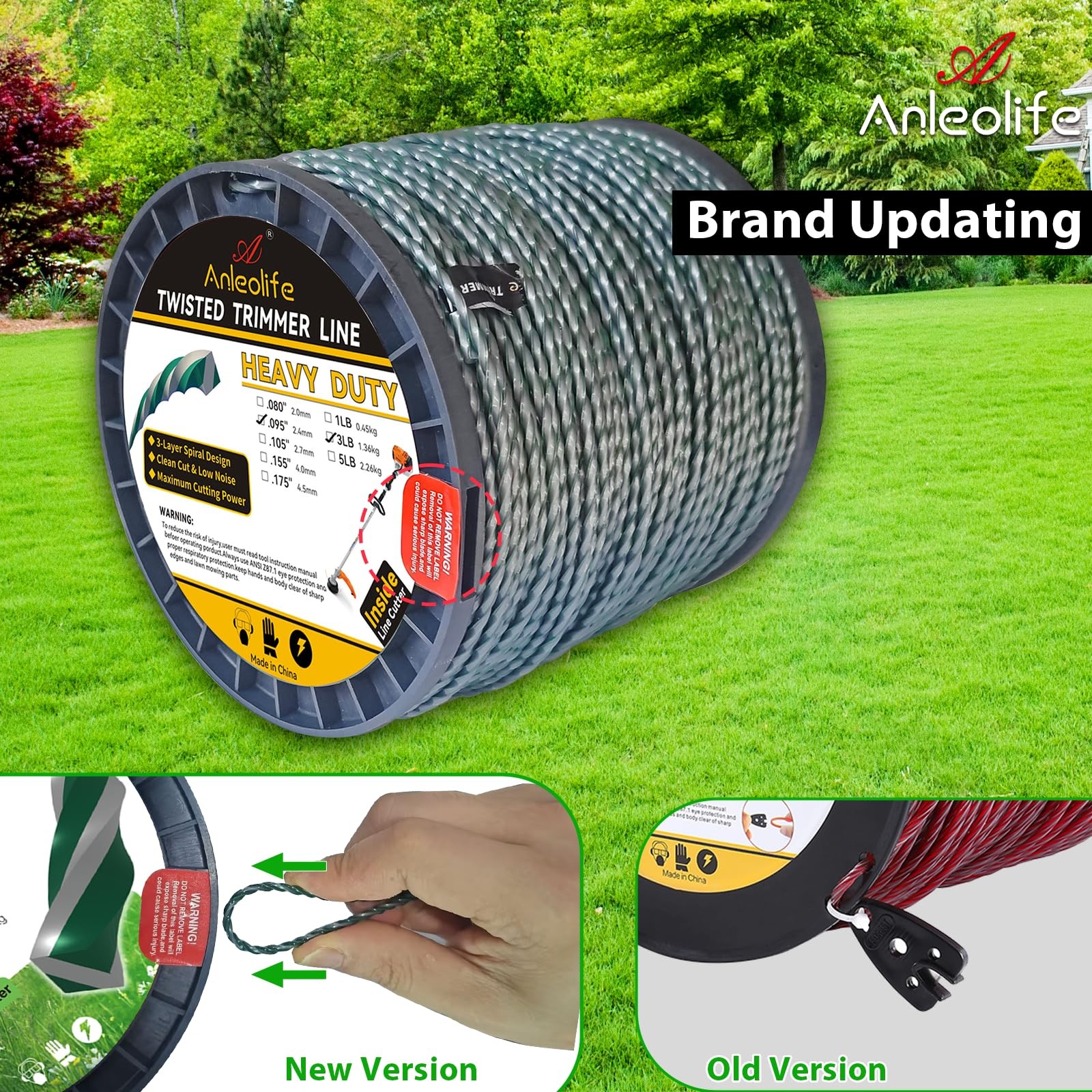 Trimmer Line 3lb .105 846ft Diamond Twisted ZT3 Pro Heavy Duty ANLEOLIFE 3-Pound gallery