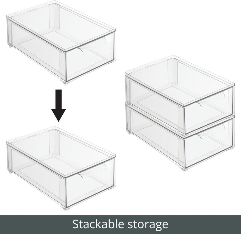 mDesign Plastic Stackable Bathroom Storage Organizer Bin with Pull Out Drawer gallery