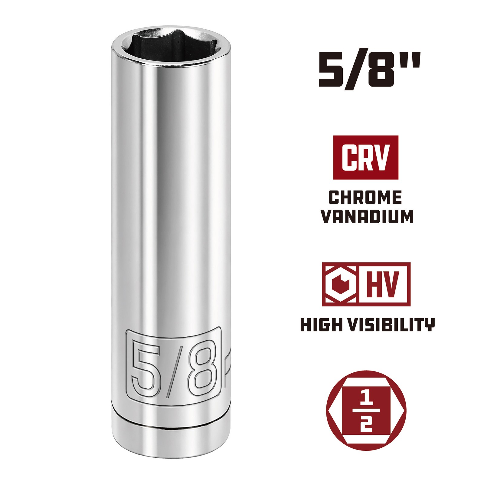 Powerbuilt 1/2 Inch Drive x 5/8 Inch 6 Point Deep Socket - 642201 gallery