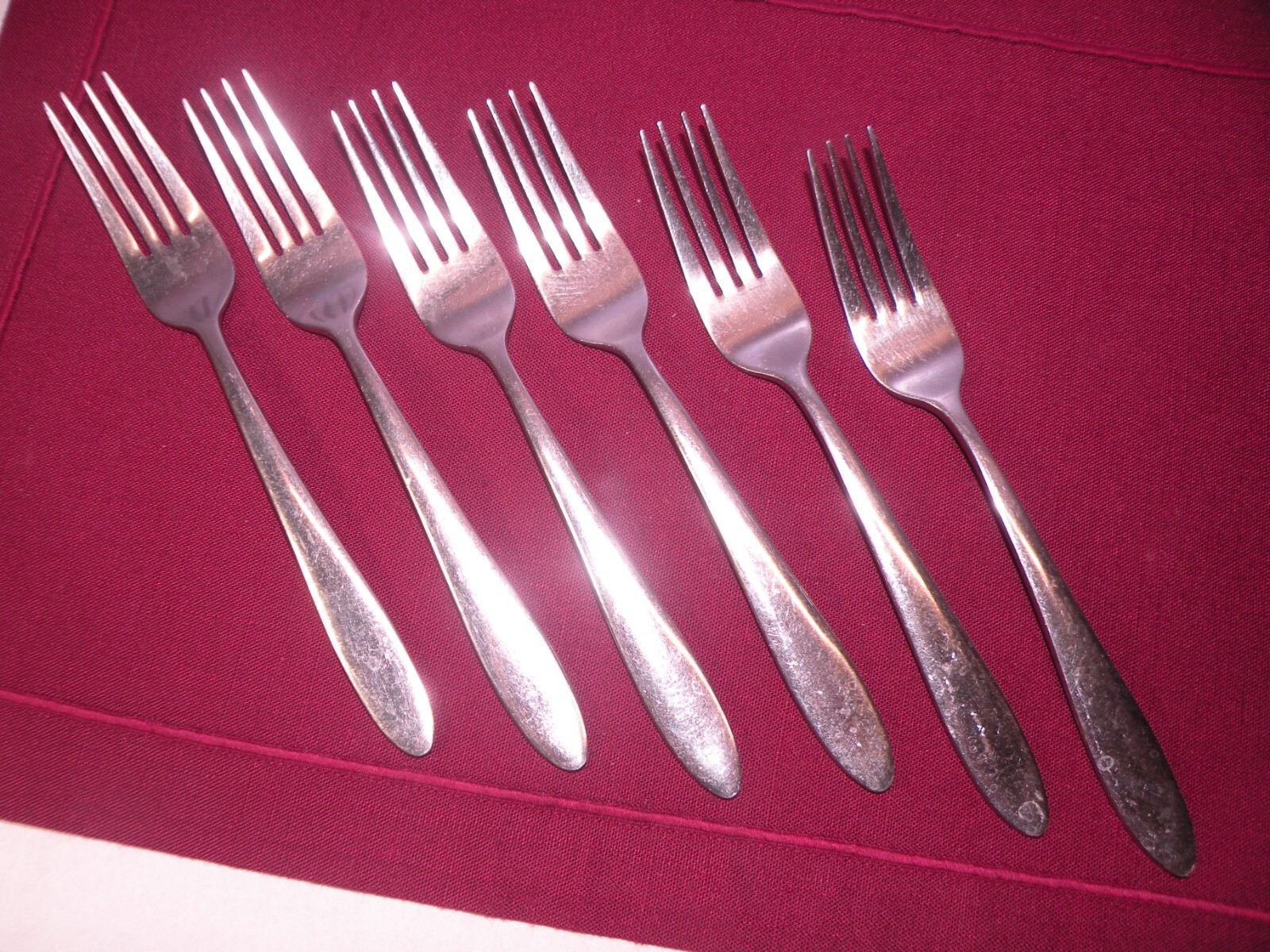 Set Of 6 ONEIDA Taylor Satin Flatware Dinner Forks 7 7/8 GF1 gallery