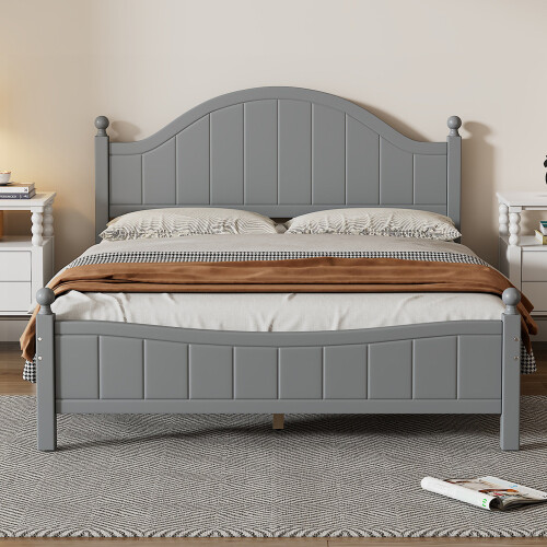 Full/Queen/King Size Platform Bed Solid Wood Bed Frames w/ Headboard & Footboard gallery